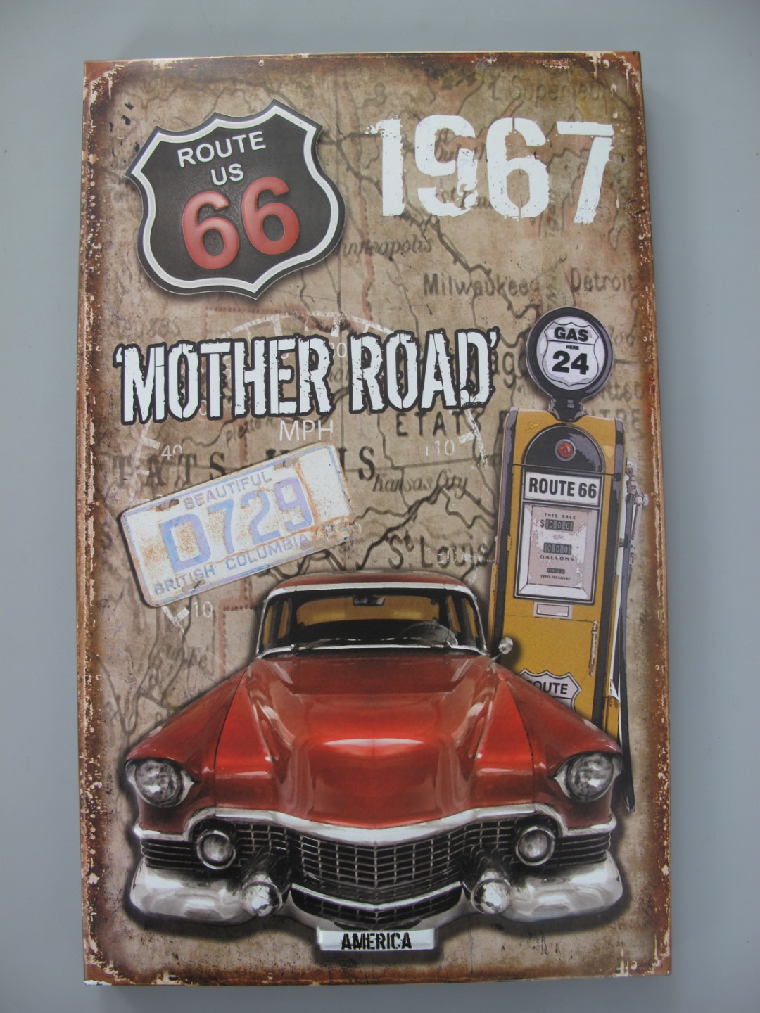 Wandschild(Gestanzt) Eisen Mother Road H.40x25cm