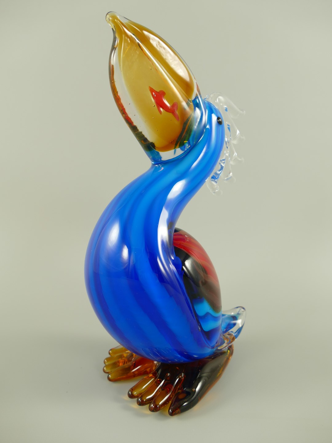 Glasfigur Pelikan farbe H.26cm
