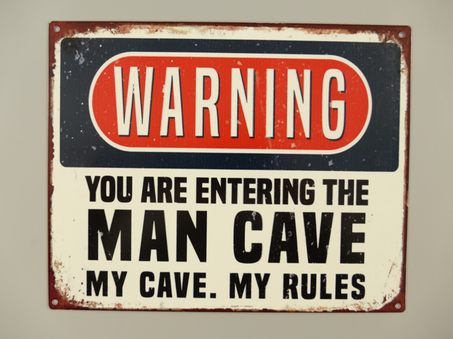 Wandschild Eisen Warning Man Cave L.25x20cm