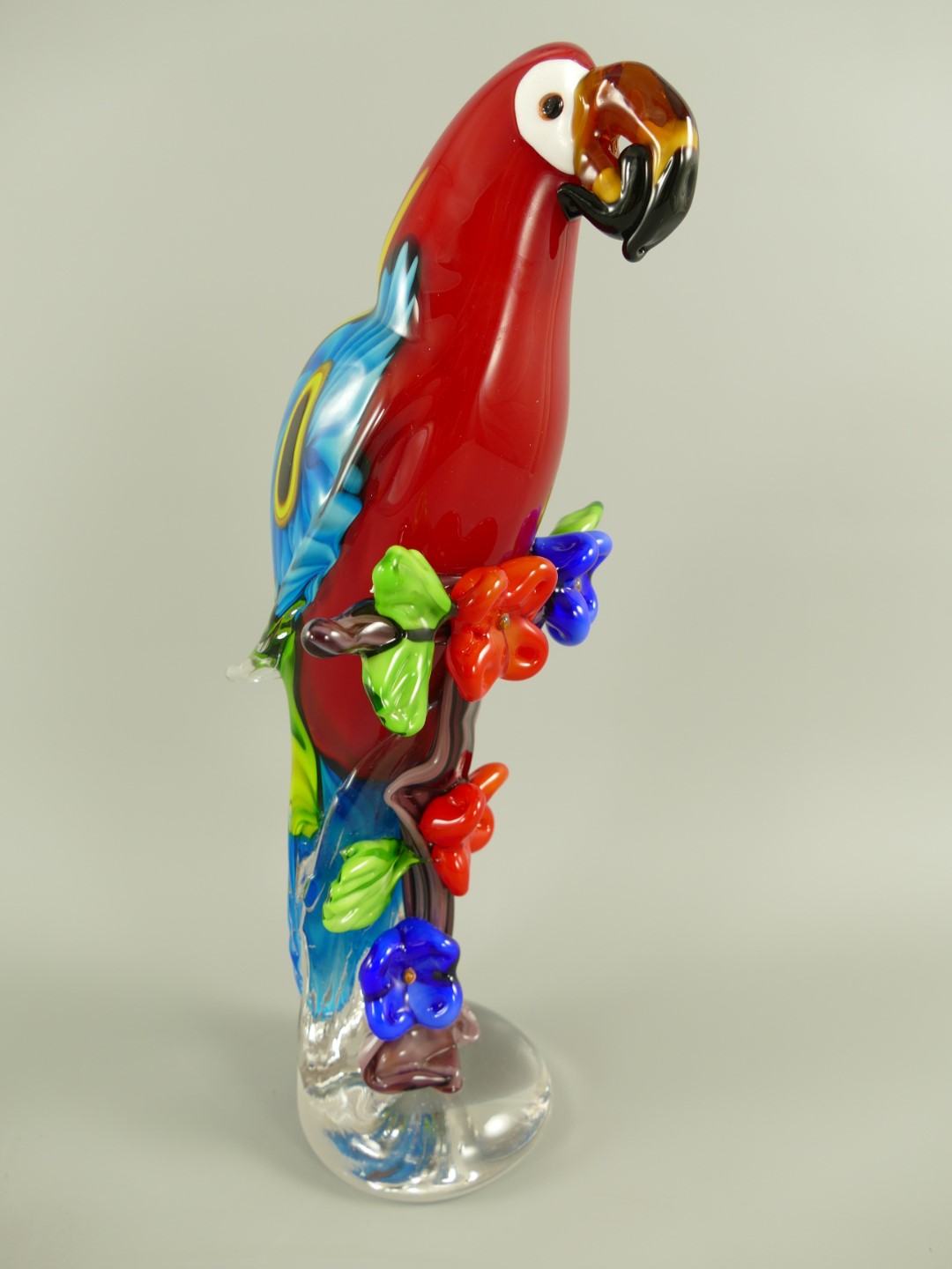 Glasfigur Papagei Murano farbe H.39cm