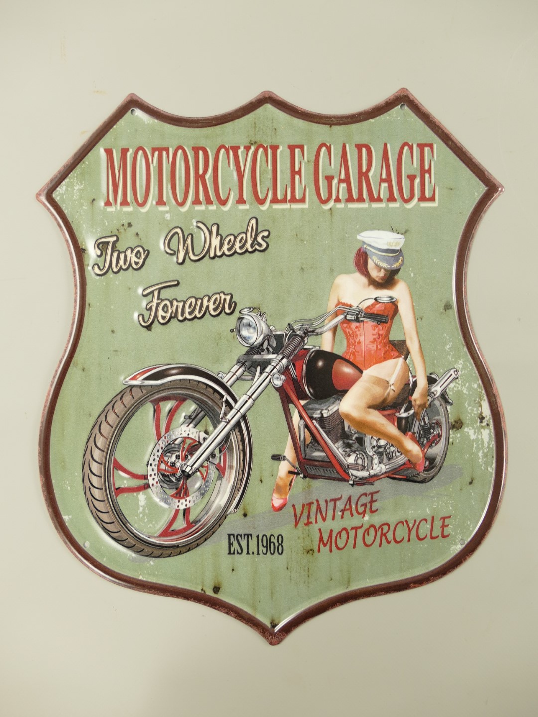 Wandschild Eisen Motorcycle Garage H.39x33cm