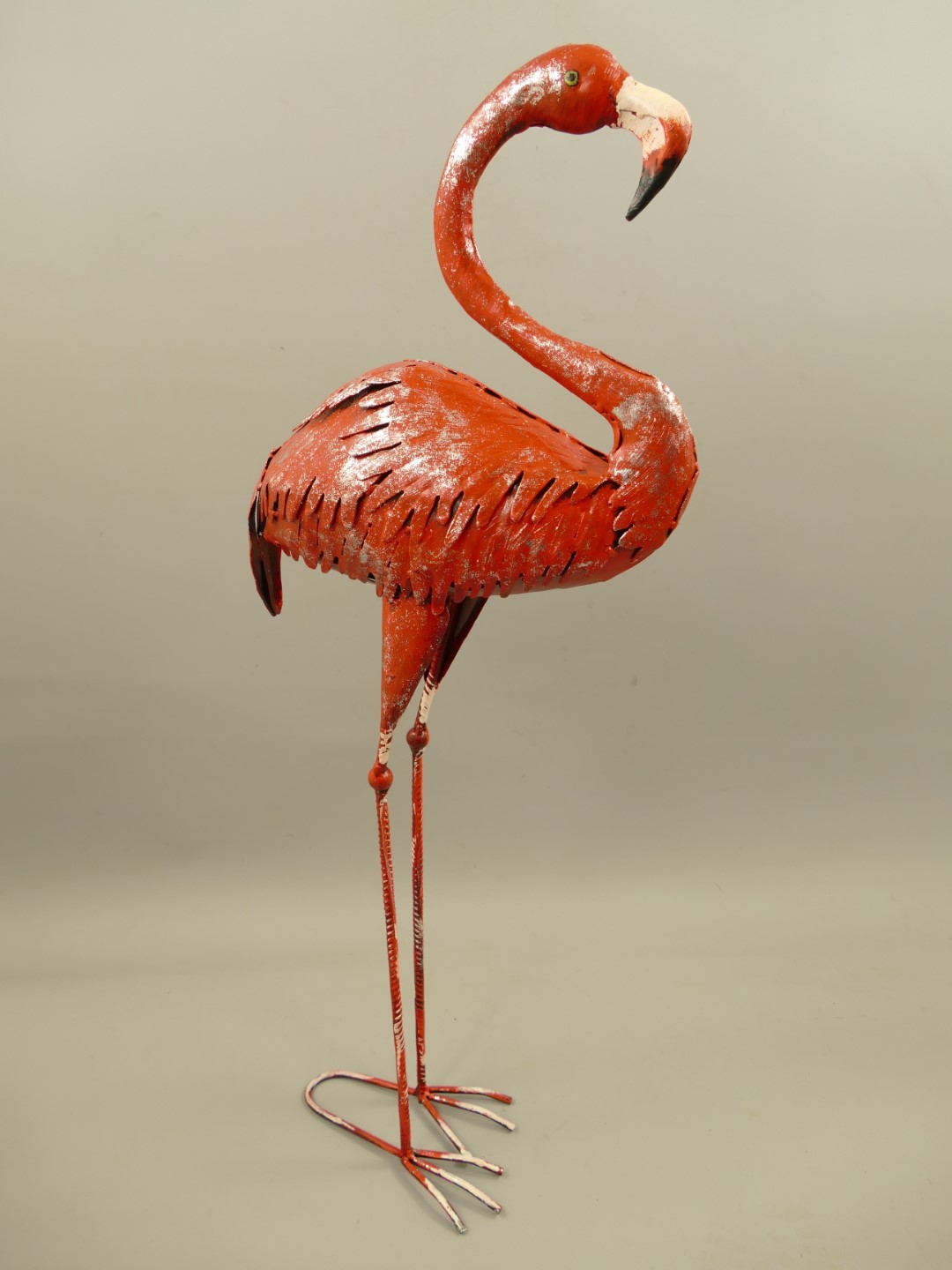 Flamingo Eisen Rose farbig H.84cm