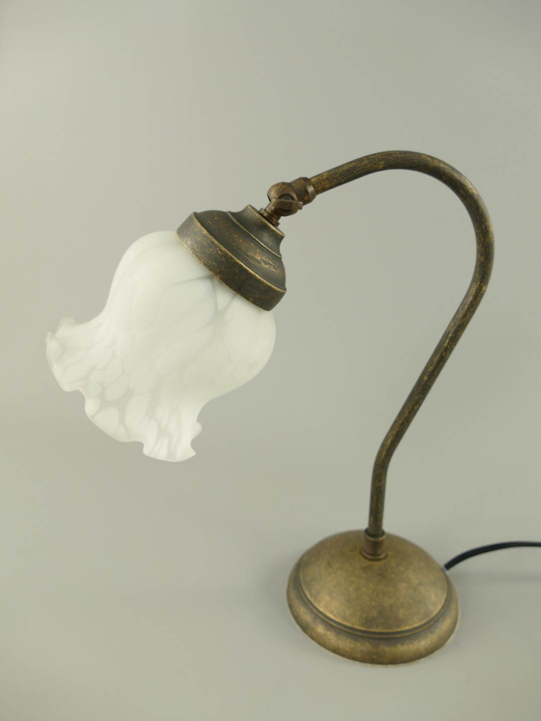 Lampe Messing brün. Schirm(176.020) GH.6-H.30cm