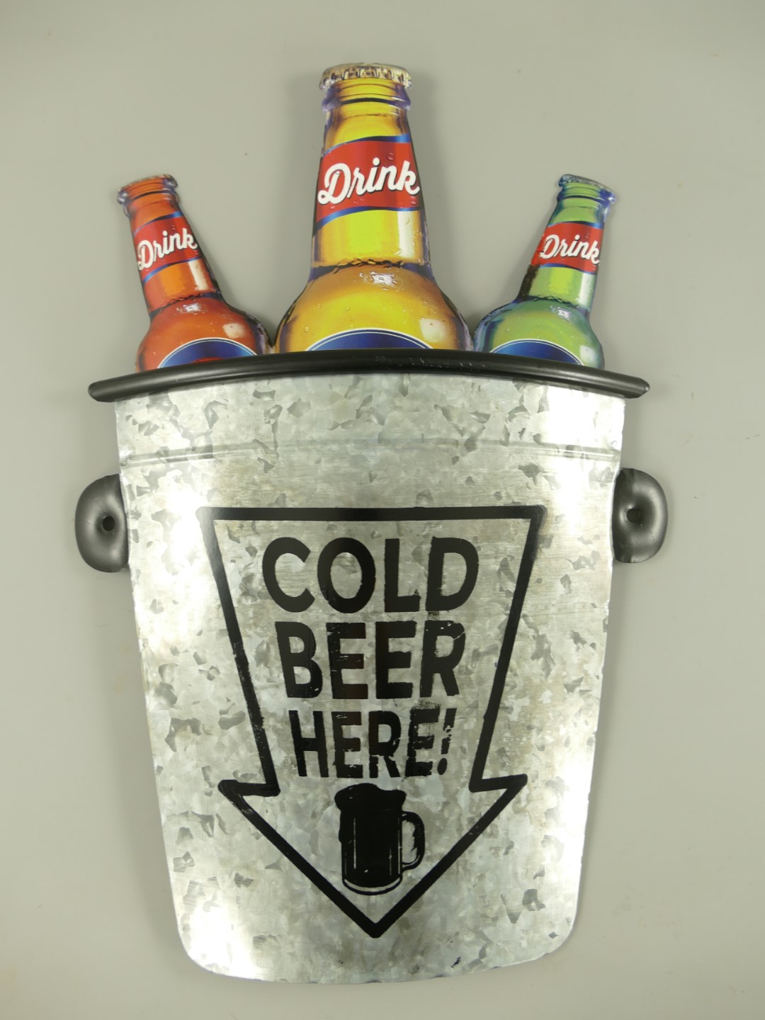 Wandschild(Gestanzt) Cold Beer Here! H.55cm