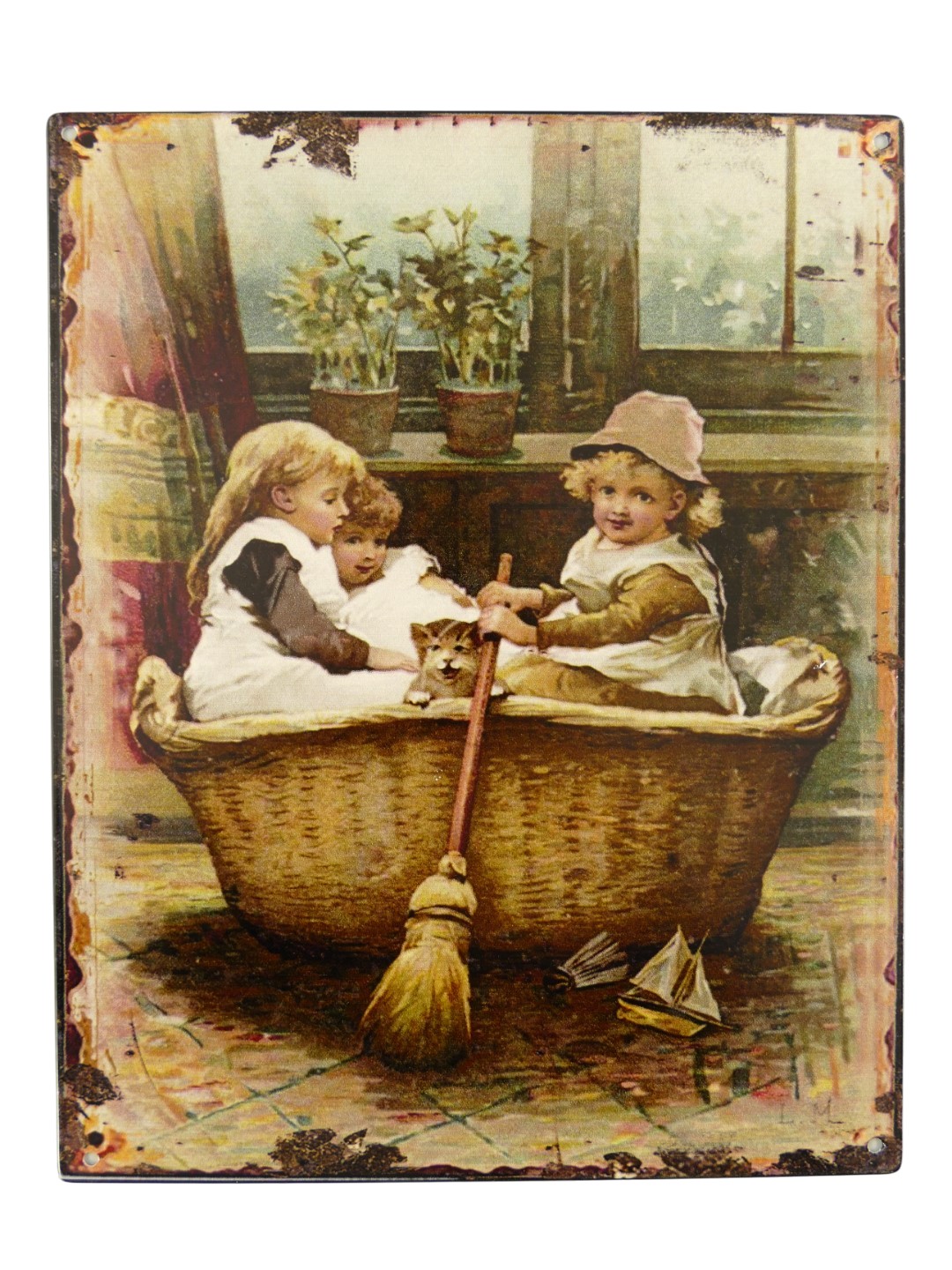 *ANG./JAN. Wandschild Eisen Kinder H.25x20cm