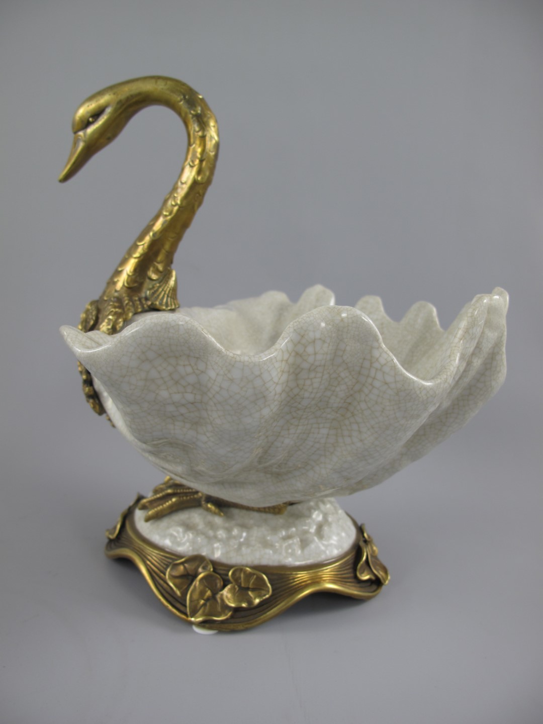 Porzellan/Messing SCHWAN!! Schale H.25x26cm